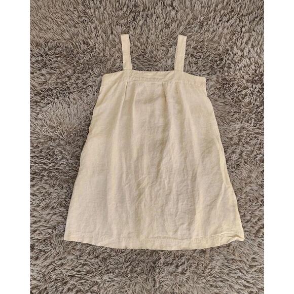 Domecil Dresses & Skirts - Domecil Dress Womens M/L Beige Sleeveless Square Neck Pinafore Pockets Natural